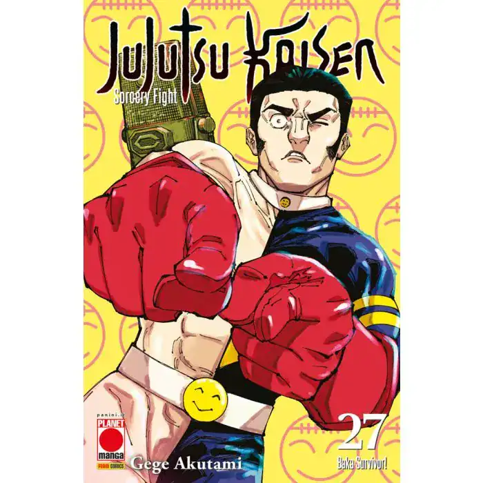 Manga di Jujutsu Kaisen con personaggi combattenti, stile anime, azione intensa, copertina colorata, Gege Akutami.
