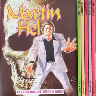 Copertina fumetto Martin Hel con teschio nero e protagonista in primo piano.