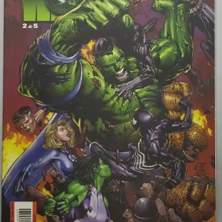 Fumetto di Hulk e Vendicatori in battaglia intensa, copertina colorata e dettagliata.