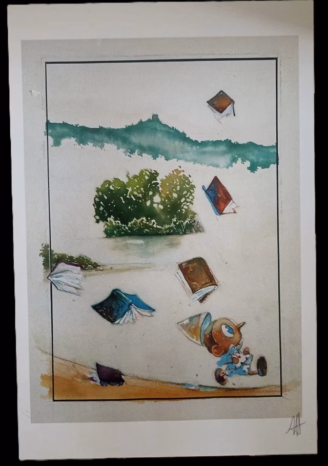 Pinocchio 'La Cultura Mi Insegue...' MAX FREZZATO- Stampa firmata