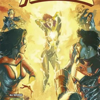 Supereroi Marvel in azione, Girl on Fire, comic book cover scene.