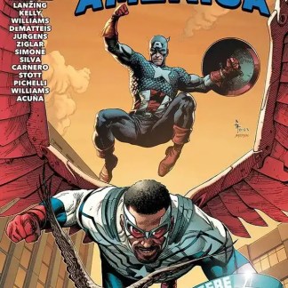 Immagine di Captain America e Falcon in azione con dettagli vivaci.