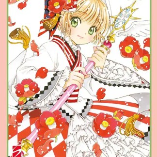 Carta da gioco con illustration di Sakura nella serie Clamp, stile magico e colorato.
