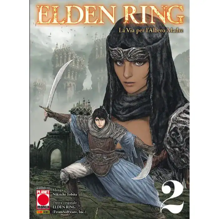 Immagine di copertina del manga Elden Ring, scena fantasy epica.