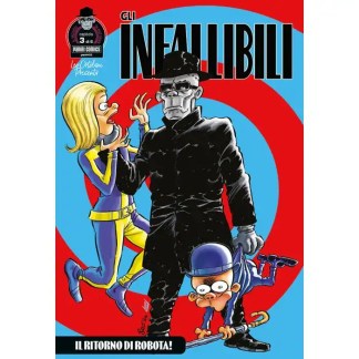 Alt text: Copertina di fumetto con personaggi di robot e ragazza in stile cartoon.