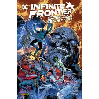 Heros DC su copertina, con cavaliere, supereroi e un gigantesco teschio, per appassionati di fumetti e cinema superhero.