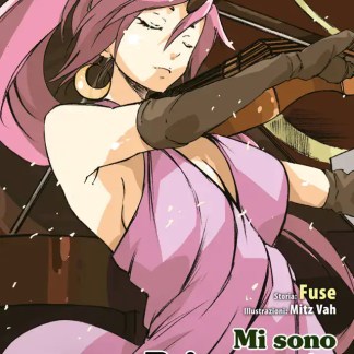 Ragazza con capelli rosa e corno, scena magica con fiabesca atmosfera.