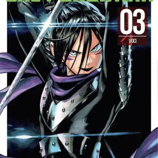 Persona manga in costume armato e determinato.