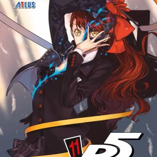 Protagonista di Persona 5 manga anime con uniforme scolastico e sedia.