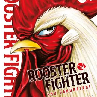 Illustrazione di un uccello combattente con un volto umano e colori vivaci.