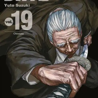 Ragazzo anziano con katana manga giapponese.