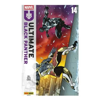 Alt text: Cover di Marvel Ultimate Black Panther, superhero in battaglia contro Black Panther.