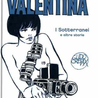 Copertina fumetto Valentina con telecamera e dettagli tecnici.