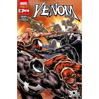 Comic Supereroe Venom, simbionte nero, personaggi fumetti Marvel, attacco e battaglia epica.