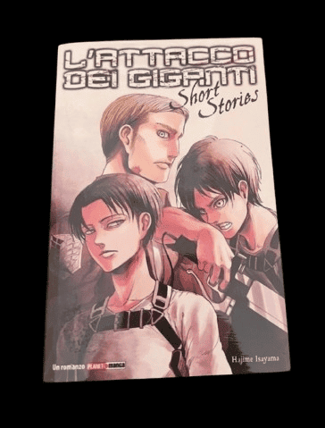 Immagine di copertina di "Lattuga dei Giganti" short stories, fumetto manga di Hajime Isayama, con personaggi protagonisti.