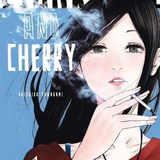 Ragazza manga con sigaretta e fumo, copertina di manga, stile anime giapponese, fumetto manga di grande impatto visivo.