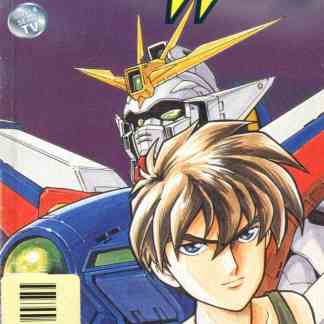 Copertina di manga Gundam Wing, robot e giovane protagonista in evidenza.