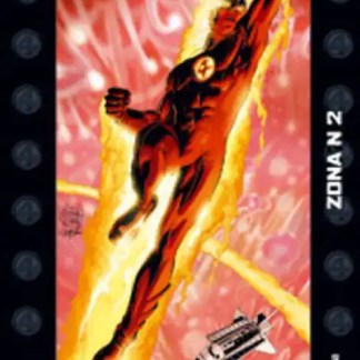 Iconico personaggio in azione, copertina di fumetto famosa, avventura Marvel, eroi superpotenti, science fiction.