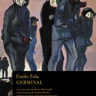 Persone in fila con espressioni pensierose su un quadro astratto.