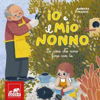 Nonno e nipote che curano il giardino, piantando e curando le piante insieme.