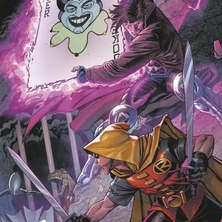 Carta Joker con volto da clown, arte fumetti e giochi di magia.