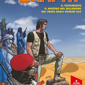 Fumetto Dampyr con eroi in ambientazione desertica e scene di battaglia.