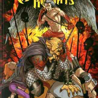 Demon Knights fumetto di supereroi DC Comics con eroi mitici e scene epiche.