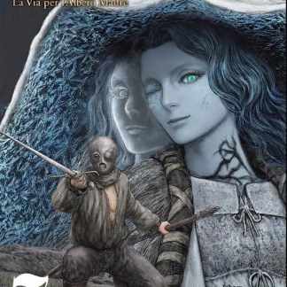 Alt: Copertina del manga Elden Ring con personaggi fantasy e scena epica.