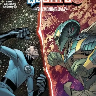 Fumetto Marvel sui Fantastici Quattro, Conflitto tra Mr. Fantastic e Doctor Doom, copertina dinamica e dettagliata.