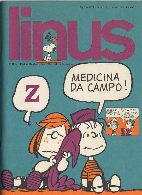 Alt text divertente con Snoopy, Charlie Brown e amici, toppe di fumetti sulla medicina di campagna.