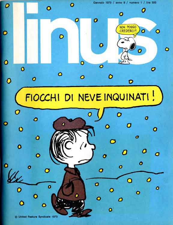 Snoopy e Linus con fiocchi di neve.