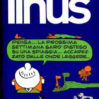 Illustrazione fumetti Linus, personaggi in spiaggia con letture e relax, atmosfera estiva e divertente.