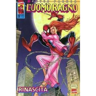 Grafica di Spider-Man e Zia May in copertina fumetto Marvel.