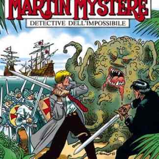 Alt text: Copertina di Martin Mystère con pirati, mostri e ambientazione tropicale.