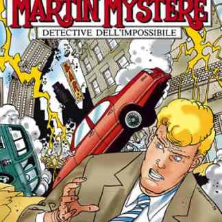Vignetta con Martin Mystère coinvolto in un disastro urbano.