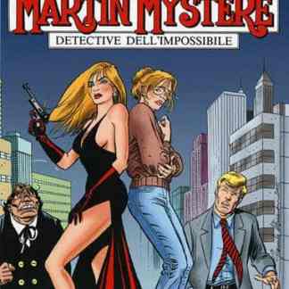Fumetto Martin Mystère con personaggi doppi, detective misterioso e ambientazione urbana, fumetti di carta con stile cartoon.