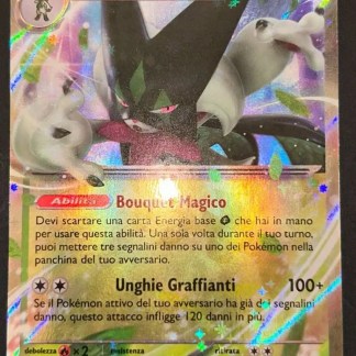 Carta Pokémon Meowscarada EX con poteri speciali.