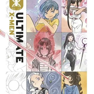 Personaggi femminili di Marvel e X-Men in stile manga, con evidenza di poteri e scene dinamiche.