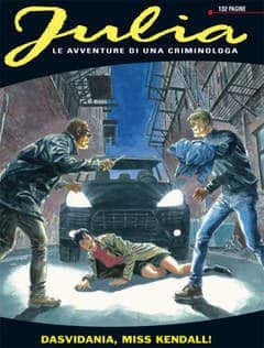 Immagine di Yablo nel fumetto, scena di un inseguimento in città con due personaggi che affrontano un criminale.