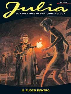 Vignetta di una scena di investigazione con due personaggi, uno con pistola e l’altro con fiammifero, in un ambiente oscuro e misterioso.