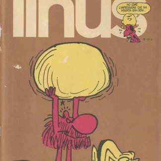 Alt text: Copertina di un fumetto "Inus" con personaggio rosa che solleva un grande soufflé e personaggio giallo sdraiato sul pavimento.