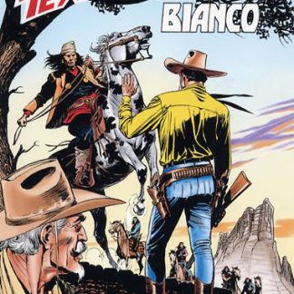 Didascalia di Tex Fratello Bianco con cowboy e paesaggio marziano.