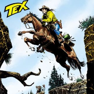 Cavaliere su cavallo in copertina di fumetto Western, scena avventurosa e dinamica.