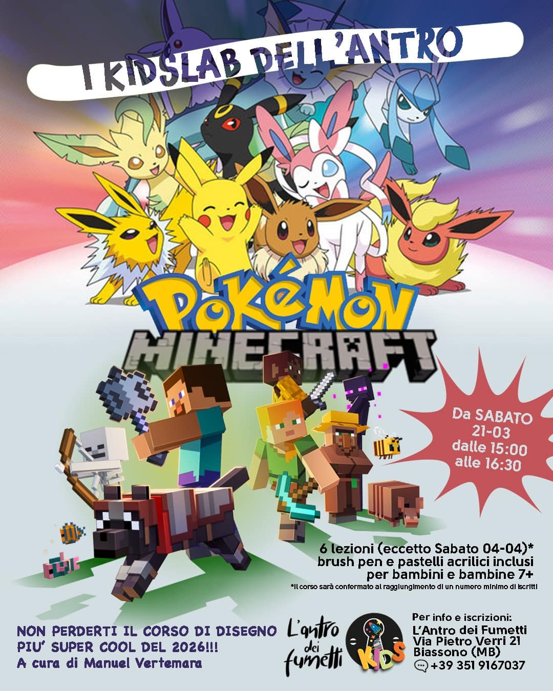 Corso di disegno Pokemon e Minecraft!