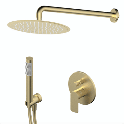 S2 GOLD PODŽBUKNA MIJEŠALICA SA ZIDNIM I RUČNIM TUŠEM (KRUŽNA RUŽA D.250 mm)