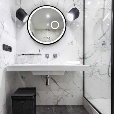 OGLEDALO LINNI 1117 LED BLACK FI70 SA MEDICINSKIM POVEĆALOM