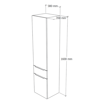 KUPAONSKI ORMARIĆ VOX WHITE 160X38 - VERTIKALA DESNA - tehnicki
