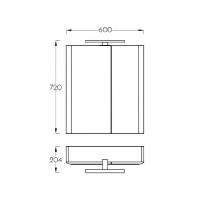 KUPAONSKI ORMARIĆ LUXOR ART 60 DRVO 1008 - GORNJI DIO S OGLEDALOM I RASVJETOM tehnicki