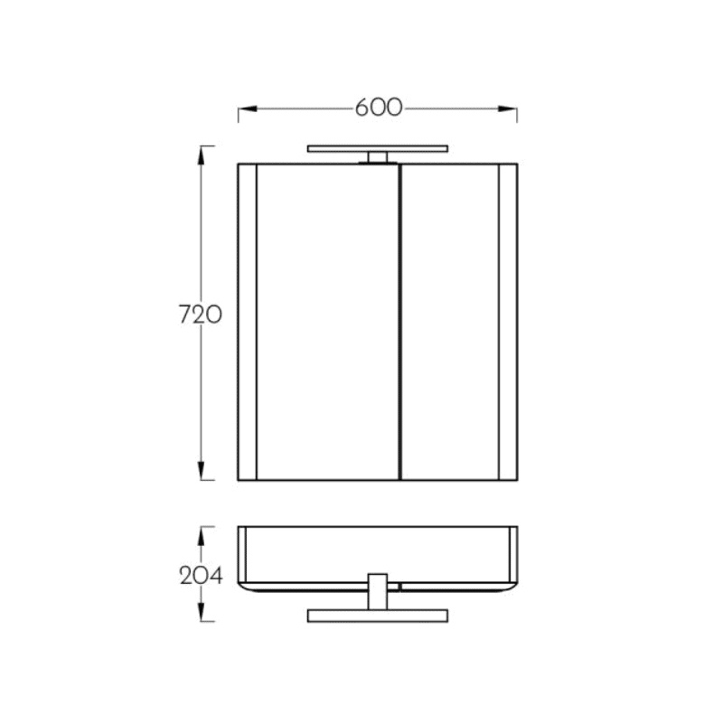 KUPAONSKI ORMARIĆ LUXOR ART 60 DRVO 1008 - GORNJI DIO S OGLEDALOM I RASVJETOM tehnicki