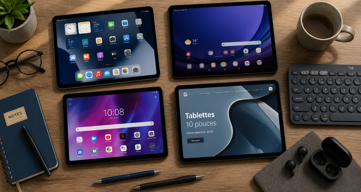 Comparatif tablette 10 pouces sur un bureau moderne